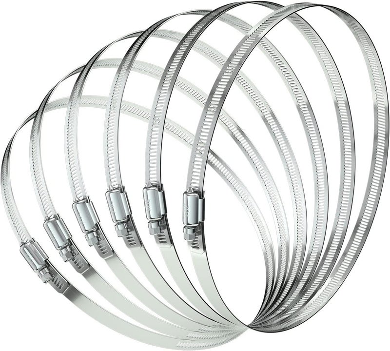 Allwin 6Pcs 5" Stainless Steel Hose Clamp - Adjustable Worm Gear Hose Clamps for Pipe, Fuel Line, Intercooler, Tube and Automotive Plumbing - Image 1